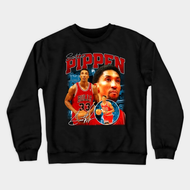 Scottie Pippen Basketball Legend Signature Vintage Retro 80s 90s Bootleg Rap Style Crewneck Sweatshirt by CarDE